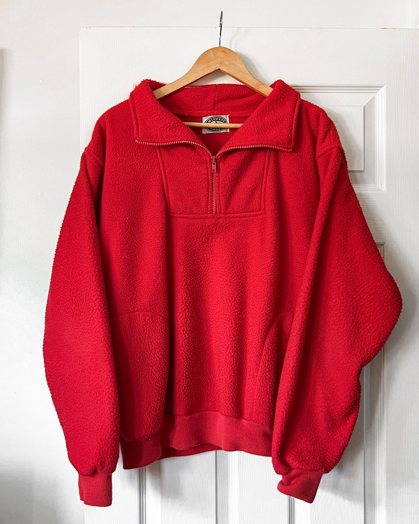 Red Fleece Quarter Zip Sweater