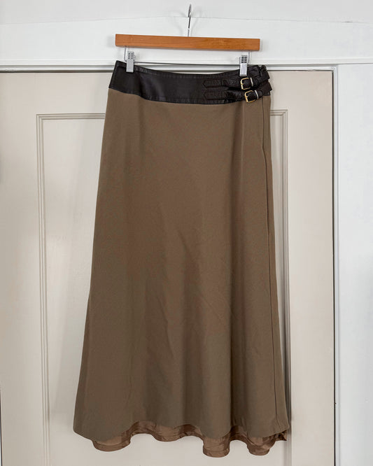 Wool Maxi Skirt With Leather Buckle