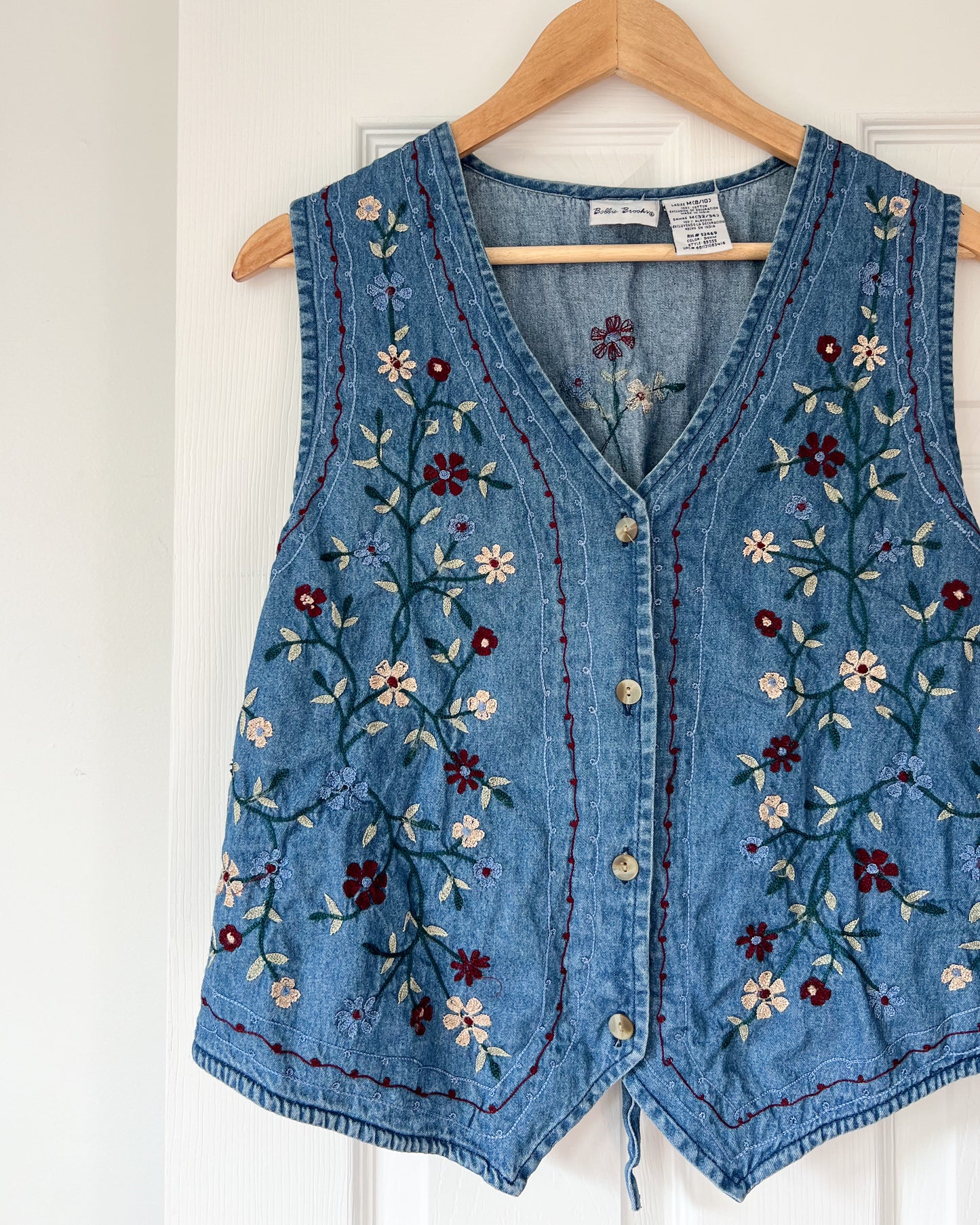 Embroidered Denim Vest