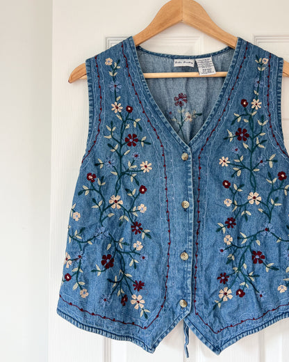 Embroidered Denim Vest