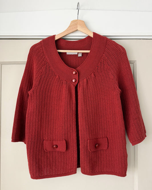 Rust 3/4 Sleeve Cardigan