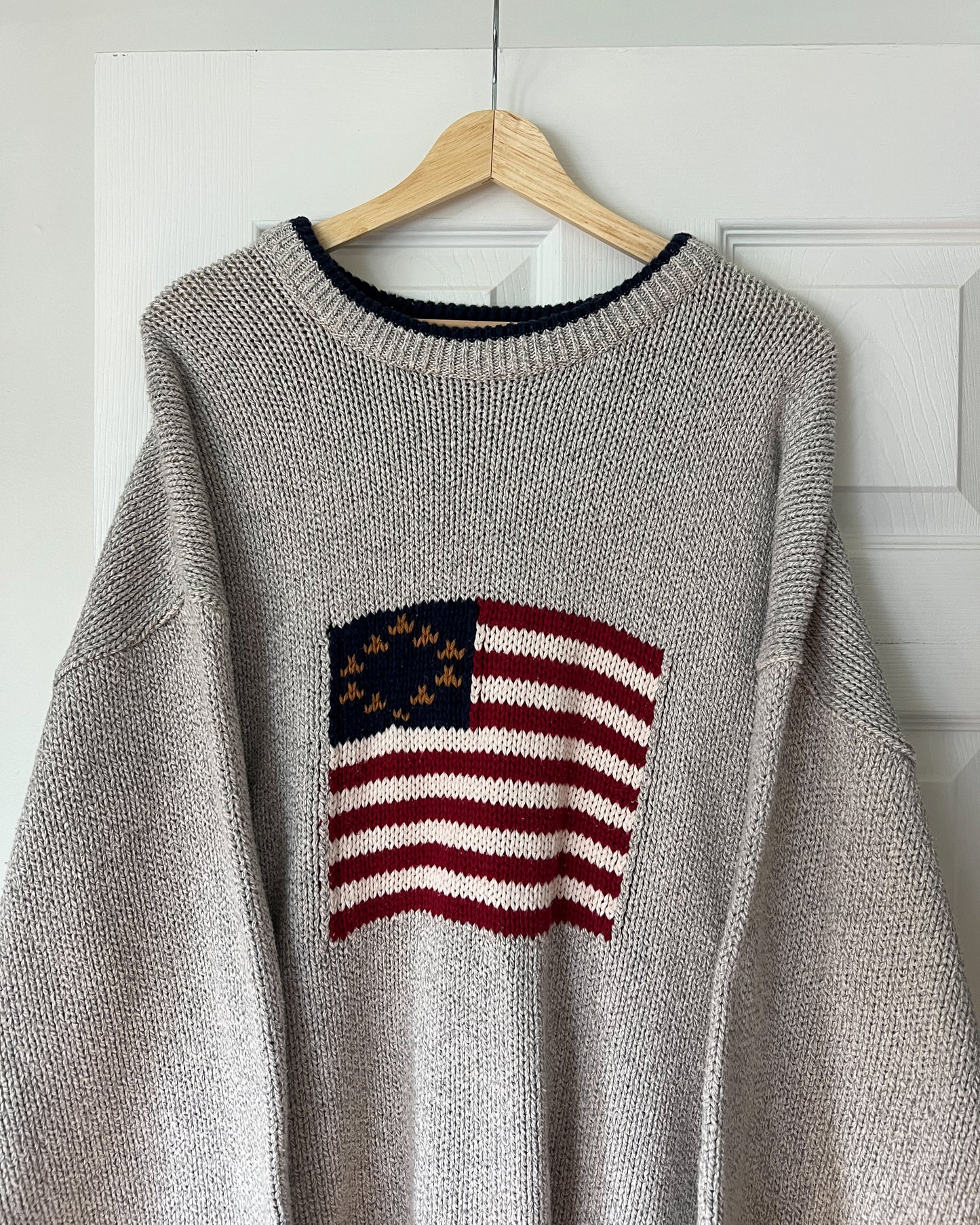 Grey American Flag Knitted Sweater