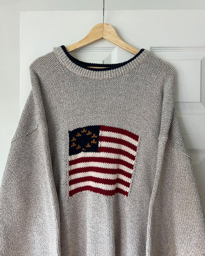 Grey American Flag Knitted Sweater