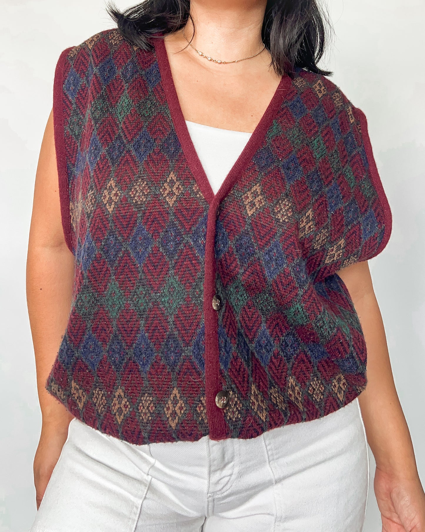 Burgundy Diamond Knitted Vest