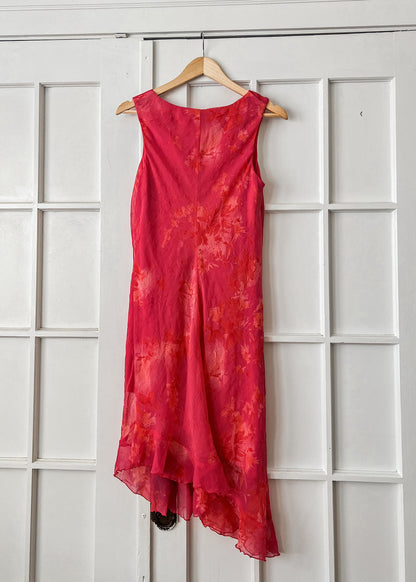 Hot Pink Floral Midi Dress