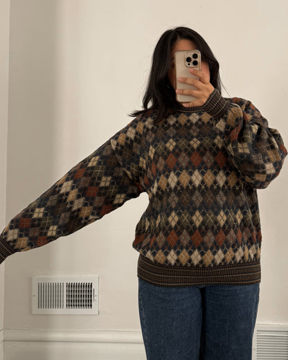 Diamond Pattern Knitted Sweater