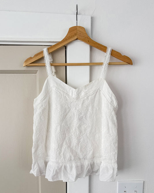 White Floral Blouse Top