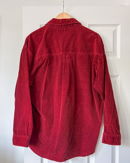Red Corduroy Button Up Shirt