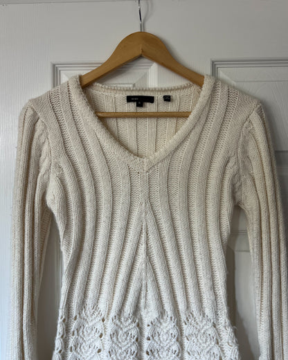 Bell Sleeve Knitted V Neck Sweater