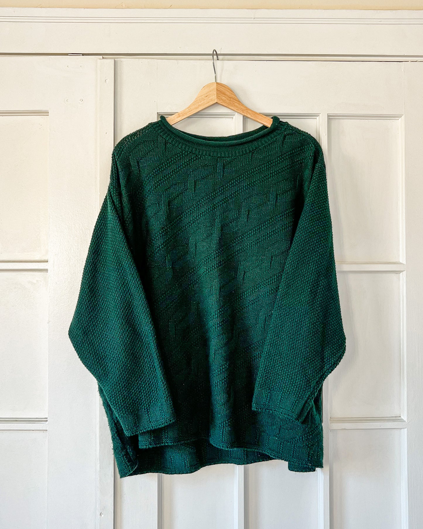 Green Textured Knitted Sweater