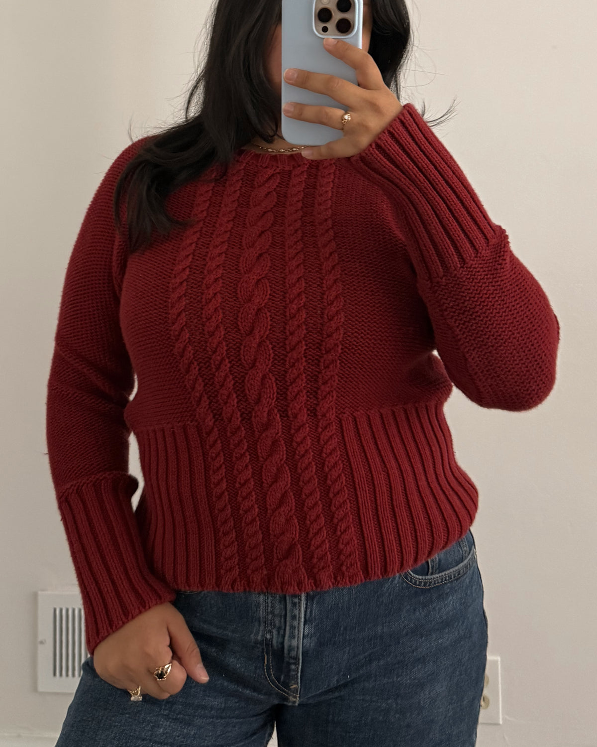 Eddie Bauer Red Cotton Knitted Sweater