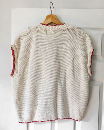 Floral Cropped Textured Knitted Vest