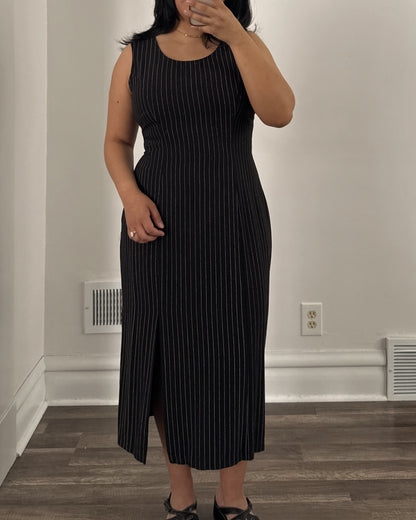 Vintage Black Striped Maxi Dress