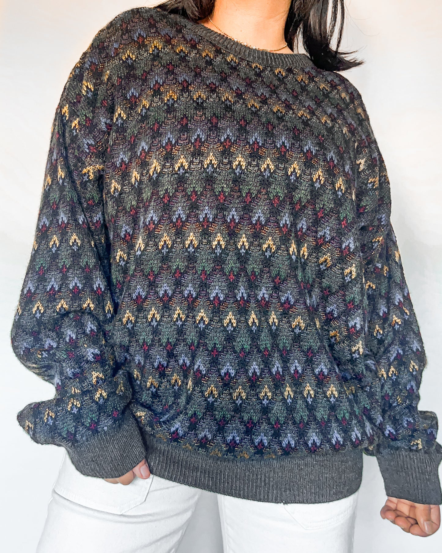 Diamond Patterned Knitted Sweater