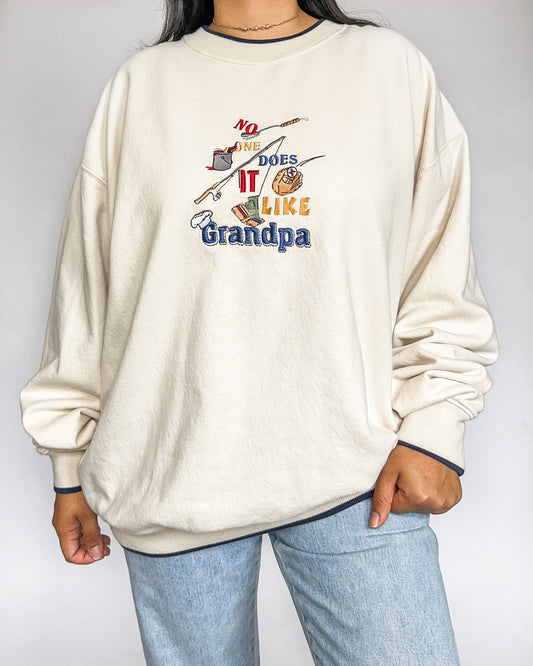 Grandpa Embroidered Crew Neck