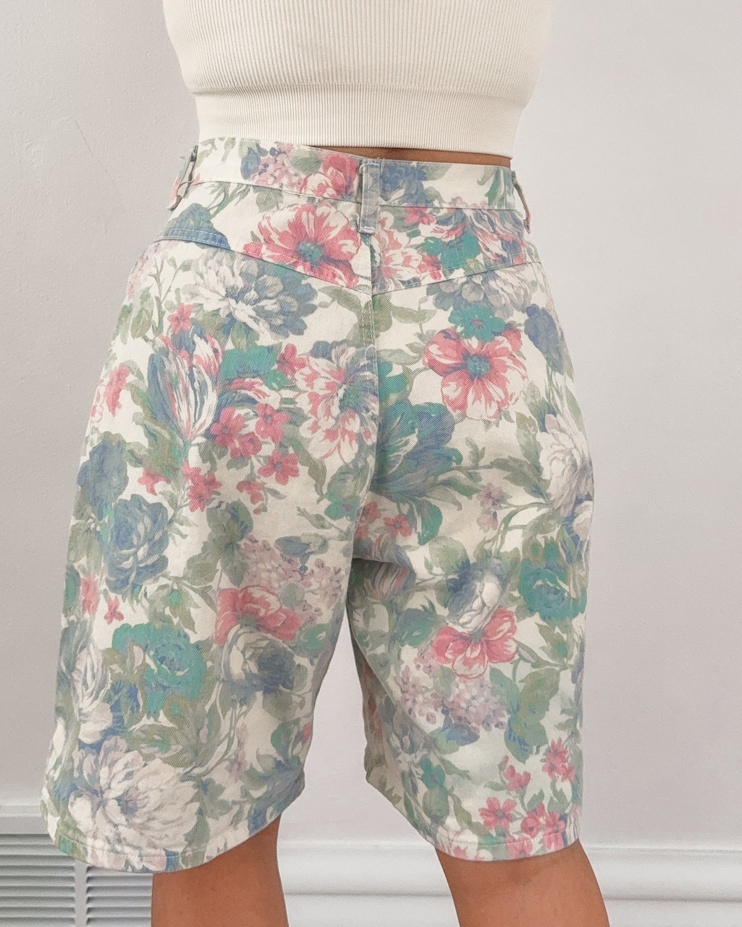 Vintage Zena Floral Denim Shorts