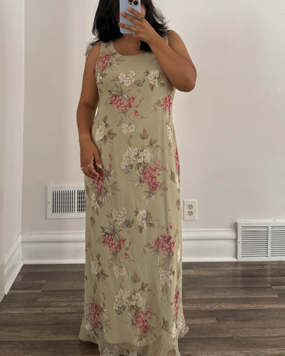 Green & Pink Floral Dress