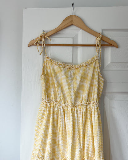 Yellow Pattern Tiered Maxi Dress