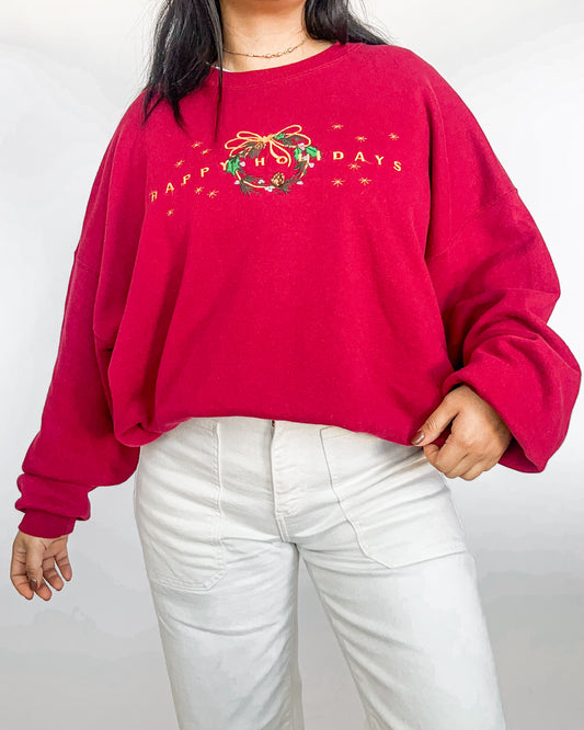 Happy Holidays Embroidered Crewneck