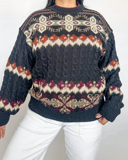 Multicolor Graphic Knitted Sweater