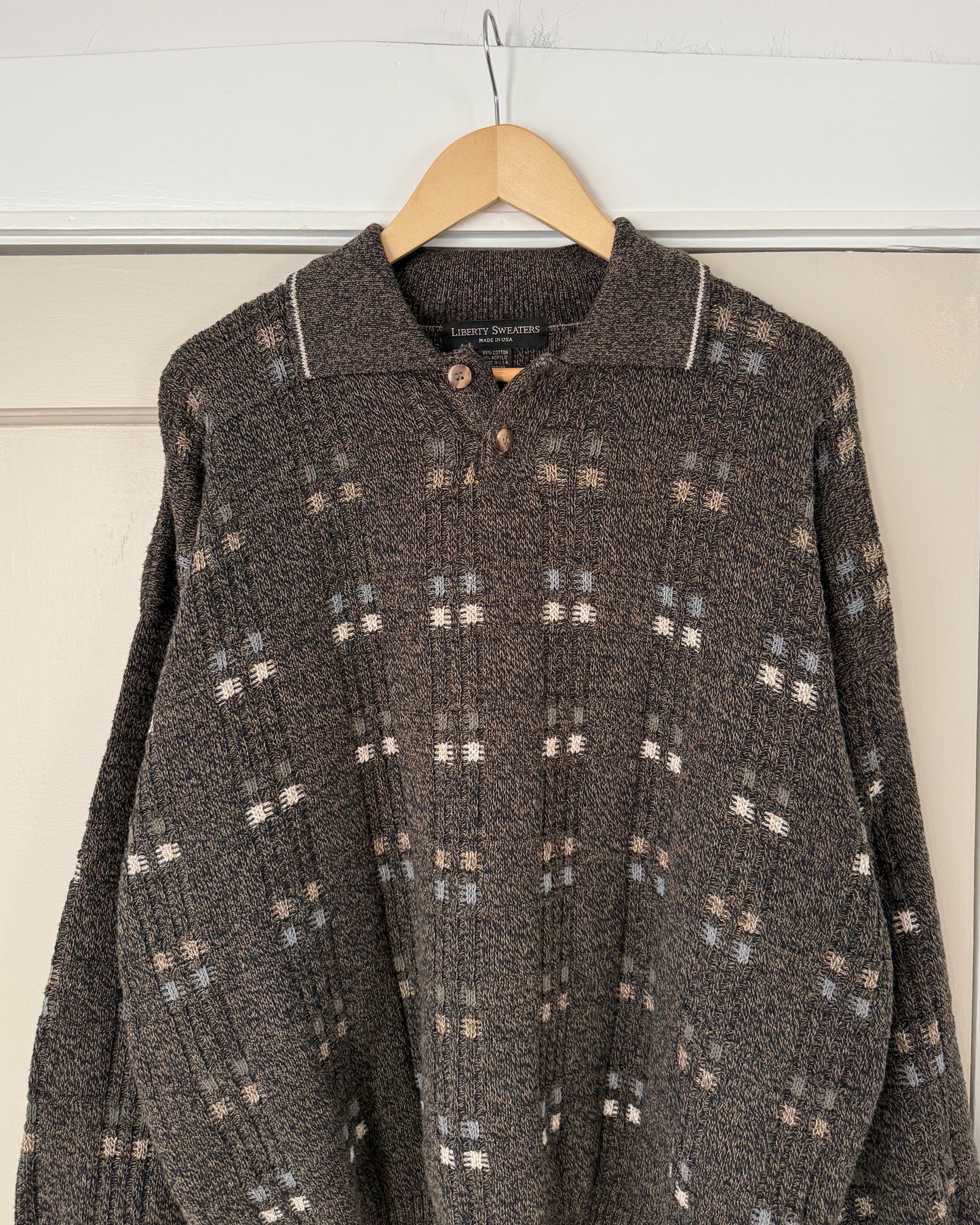 Vintage Knitted Henley Sweater