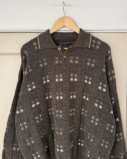 Vintage Knitted Henley Sweater