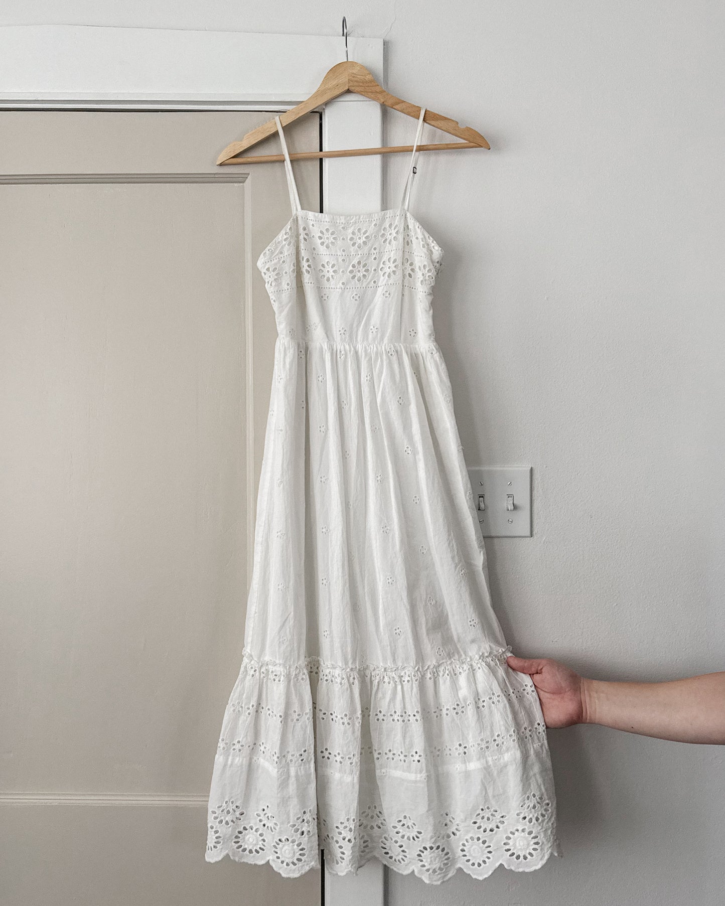 White Ruffle Eyelet Dress