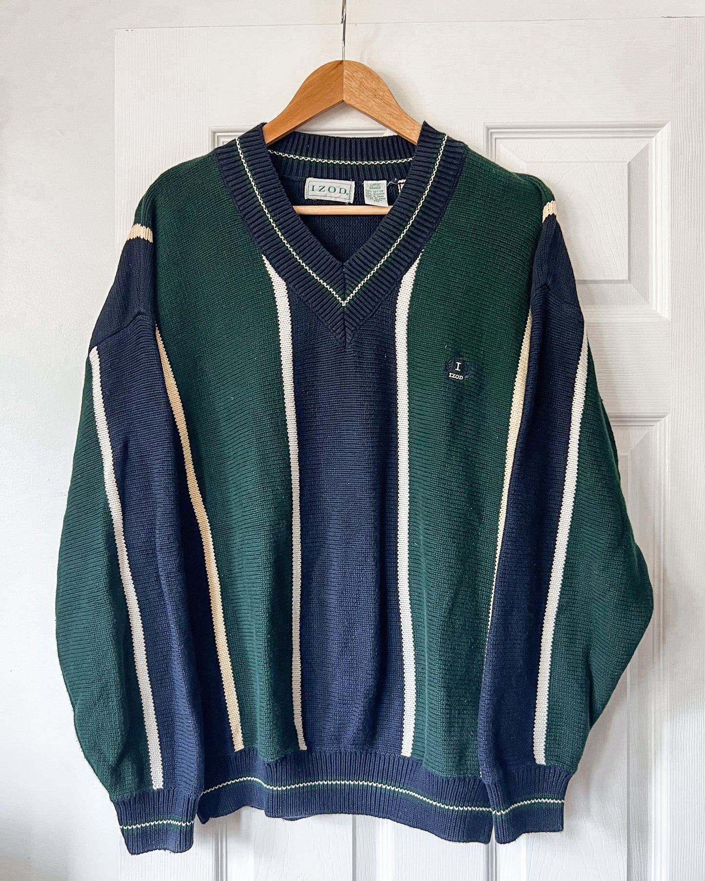 Izod V Neck Striped knitted Sweater