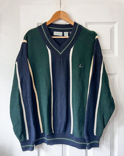 Izod V Neck Striped knitted Sweater