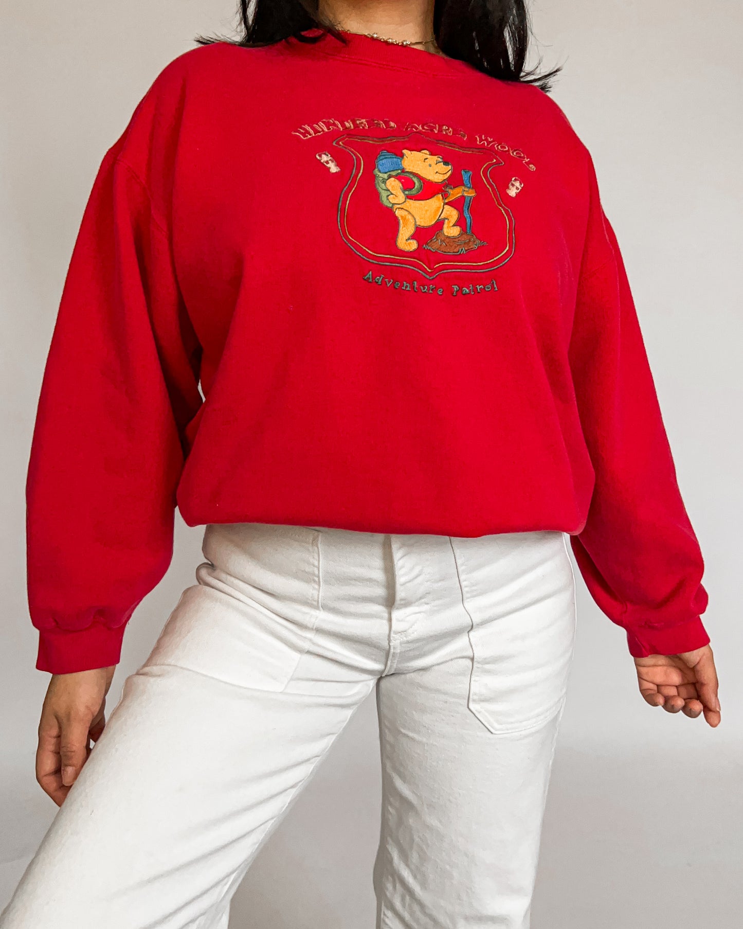 Red Winnie The Pooh Adventurer Crewneck