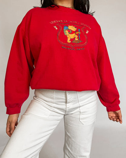 Red Winnie The Pooh Adventurer Crewneck