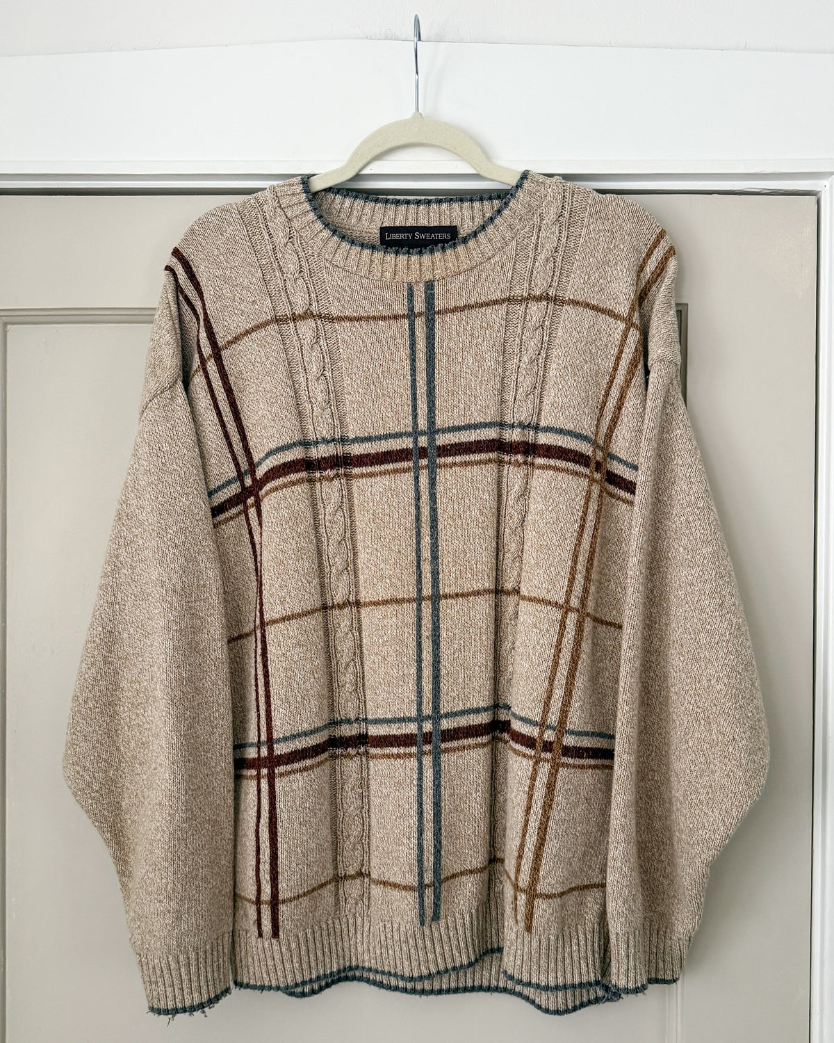90’s Plaid Cable Knit Sweater