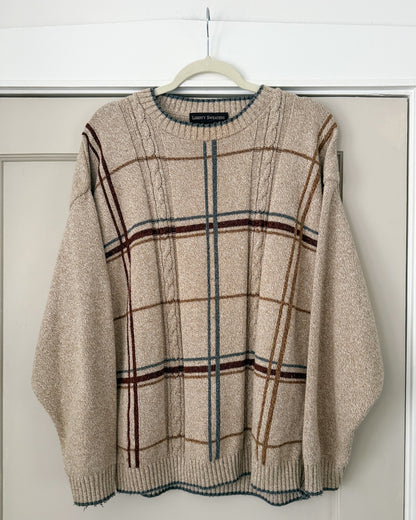90’s Plaid Cable Knit Sweater