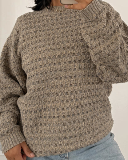 Neutral Textured Knitted Sweater