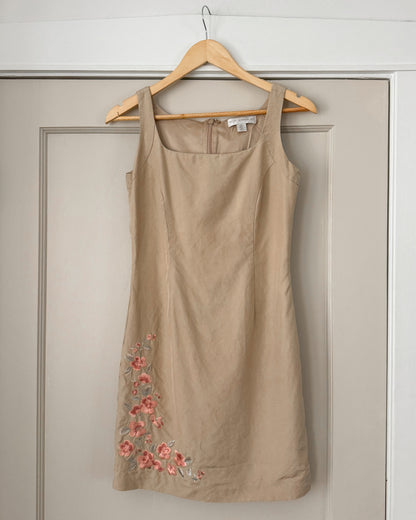 Silk Floral Embroidered Dress