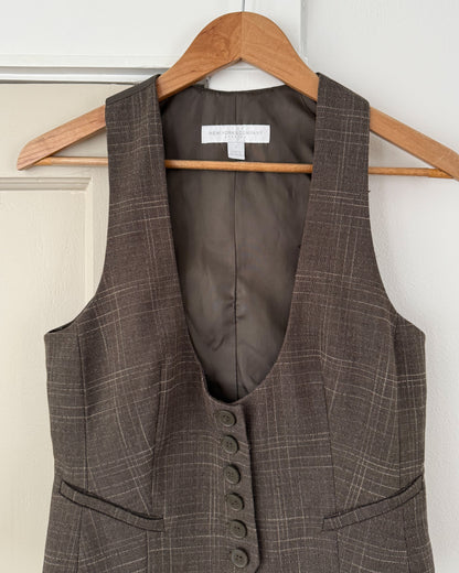 Brown Plaid Vest