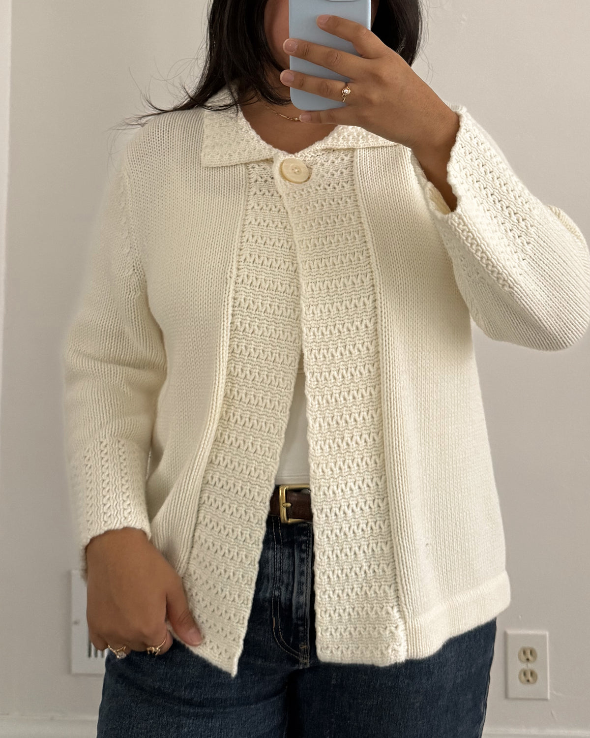 Cream Cape Cardigan Sweater