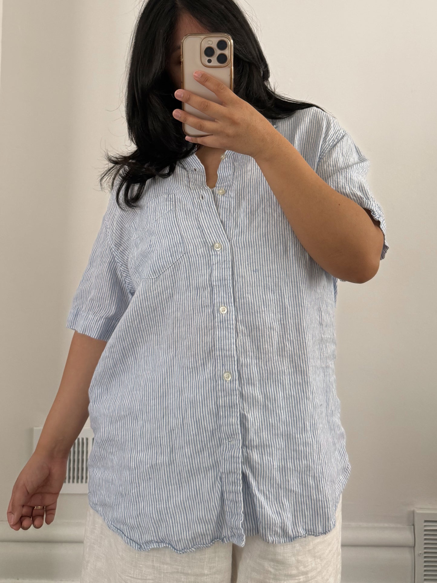 Linen Striped Button Up