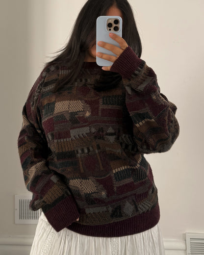 Vintage Multi Pattern Knitted Sweater