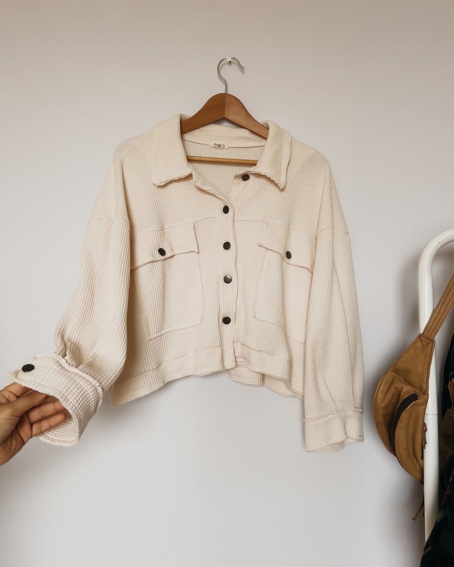 POL Waffle Knit Cropped Jacket