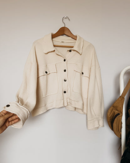 POL Waffle Knit Cropped Jacket