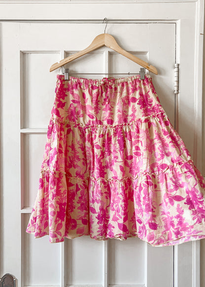 Pink Floral Tiered Skirt