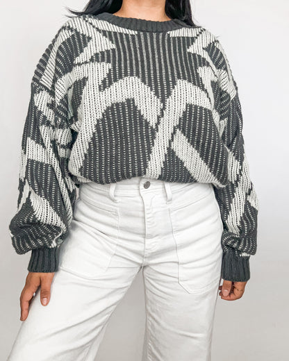 Vintage Gray Abstract Knitted Sweater