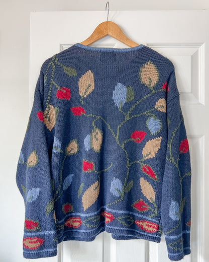 Navy Leaf Knitted Cardigan