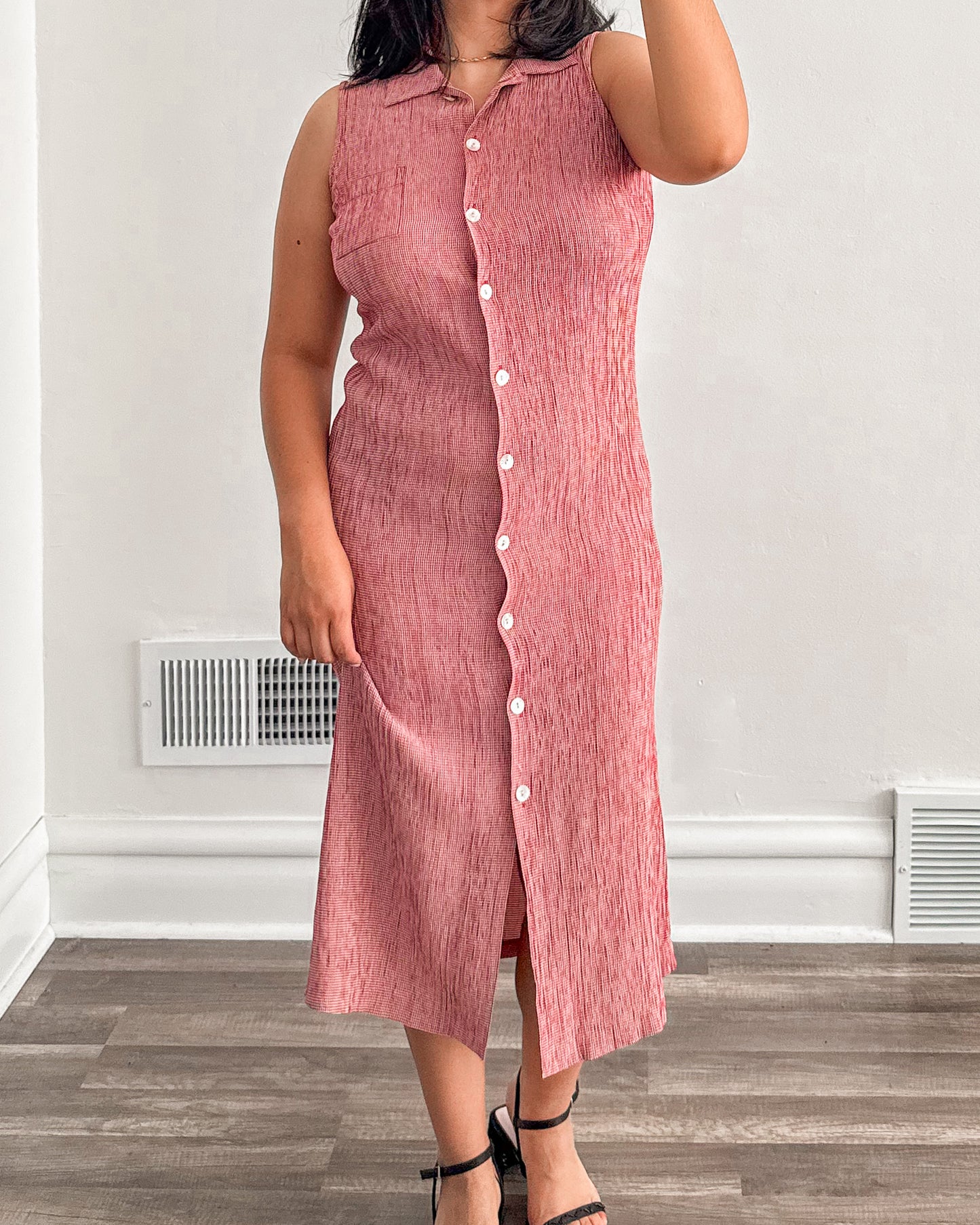 Red Gingham Button Dress