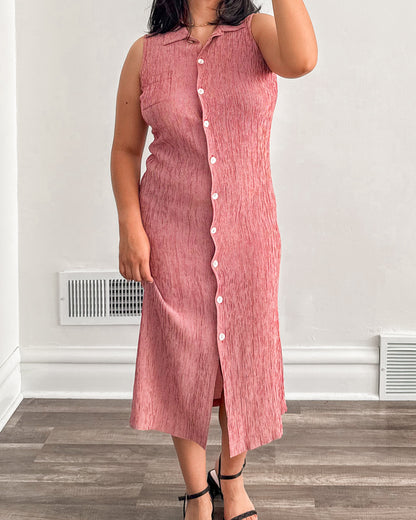 Red Gingham Button Dress