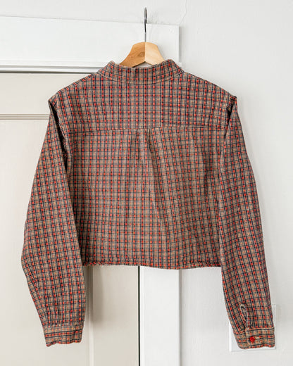 Plaid Patchwork Cropped Jacket