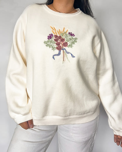 Vintage Floral Embroidered Crewneck
