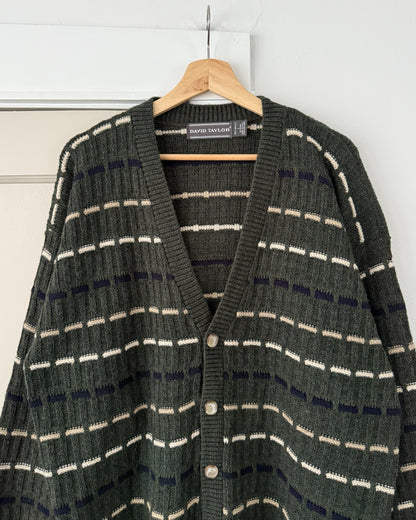 Green Striped Knitted Cardigan