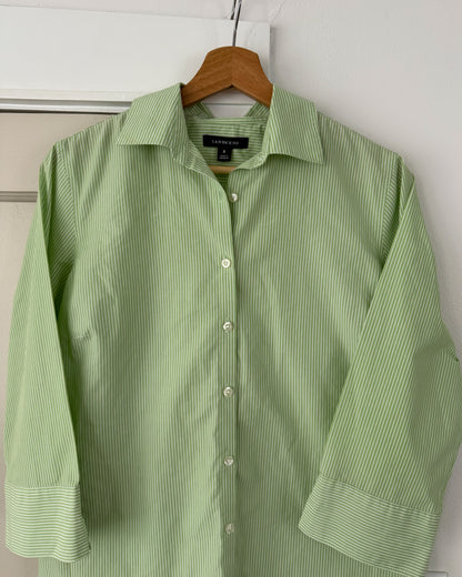 Lands’End Green Stripped Button Up